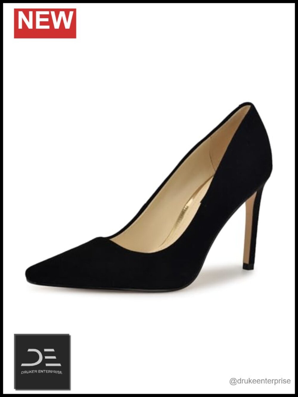 Suede Stiletto Heel Pumps Women's Square Toe Slip-On Dress Shoes